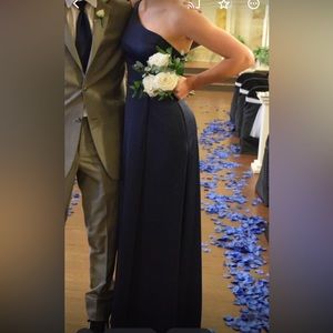 David’s Bridal: Celebrate- DB studios navy blue prom or bridesmaid dress